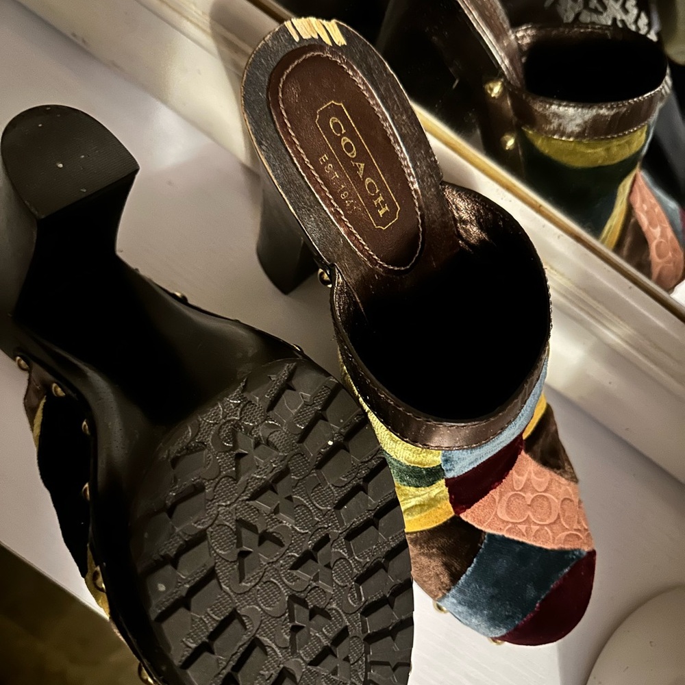 Coach Women's Colorful Patchwork Mules - Picture 3 of 3